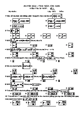 Kiểm tra 20 phút môn Toán 12 - Đề 1